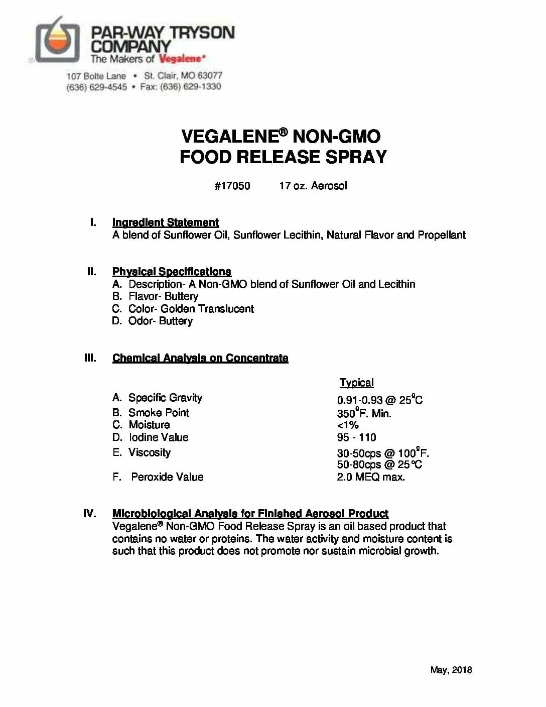 17050 Vegalene Non GMO – PDS