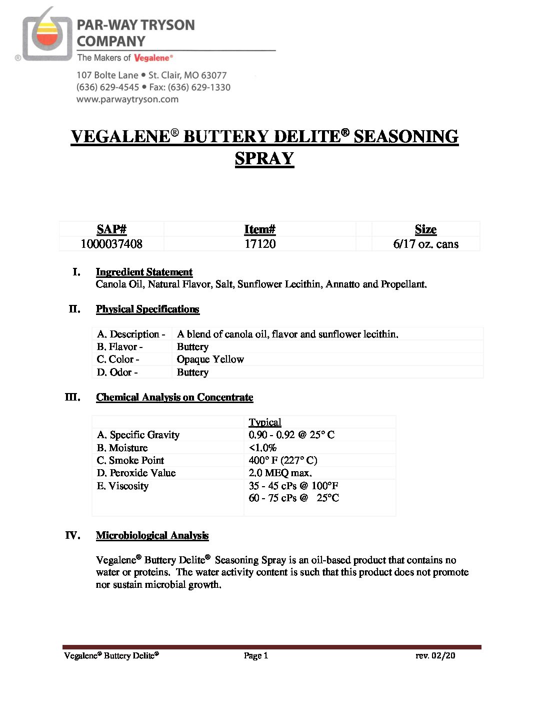 PDS – 1000037408 (17120) – Vegalene Buttery Delite 2020