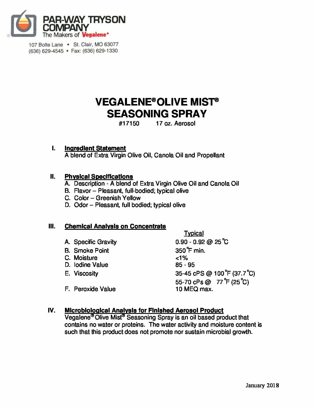PDS – 17150 – Vegalene Olive Mist Seasoning Spray