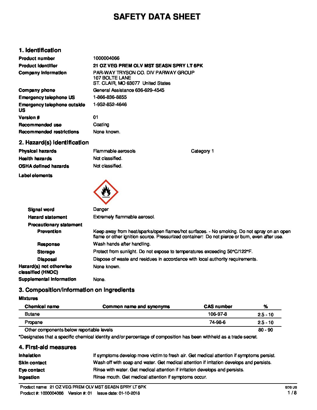 SDS – 1000004066 (22262) – Veg Premium Olive Mist